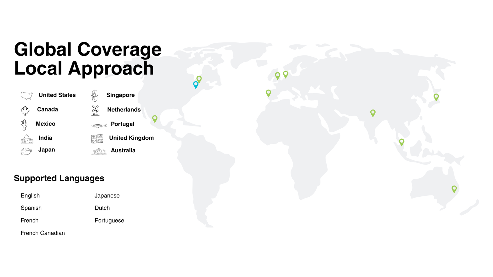 World map of Emerge's global coverage